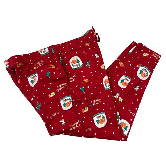 Old Navy Unisex Red Christmas Snow Globe Howdy Flannel Pajamas Pants - SIZE XXL - Picture 2 of 12